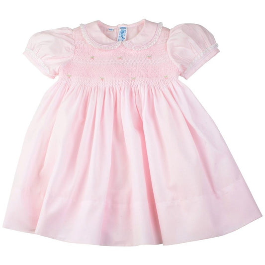 Feltman Brothers Baby Girls Midgie Smocked Dress with Lace Collar - Pink by Feltman Brothers