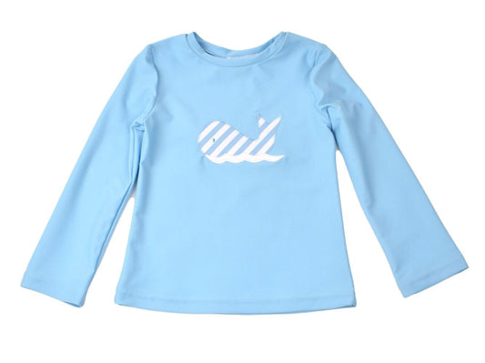 Funtasia Too Boys Blue Rash Guard Shirt - Striped Whale