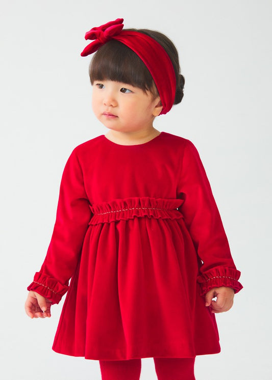 Abel & Lula Baby / Toddler Girls Red Velvet Holiday Party Dress