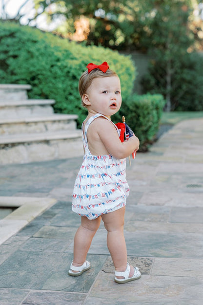 Proper Peony Pima Baby Girls Bubble - Patriotic Old Glory Flags