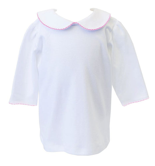 Proper Peony Girls Pima Knit Keegan 3/4 Sleeve Blouse - Pink Trim by Proper Peony
