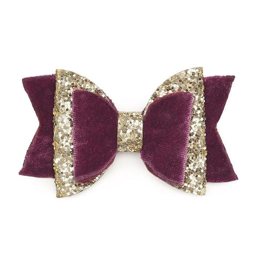 Sweet Wink Girls Hair Clip - Gold & Autumn Berry Bow