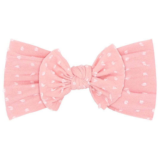 Wee Ones Girls Nylon Bow Headband - Shabby Dot - Pink