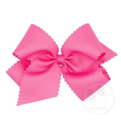 Wee Ones Girls Grosgrain Hair Bow on Clip - Scallop Edge - Hot Pink by Wee Ones