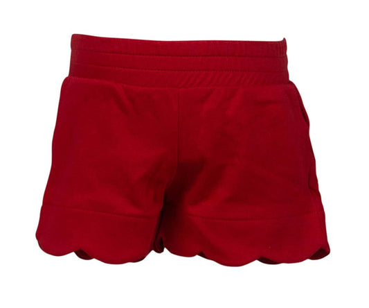 Proper Peony Pima Girls Scallop Shorts - Red