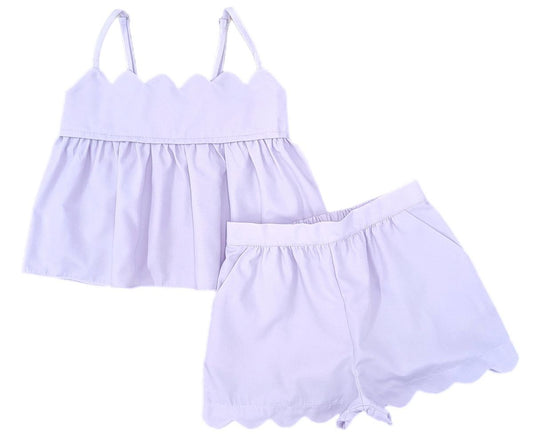 Be Elizabeth by James & Lottie Girls Scalloped Shorts Set - Lavender by James & Lottie