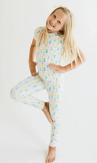 Ollie Jay Girls Bamboo Pajamas PJ Set - Marshmallow Bunny Peeps