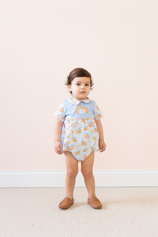 La Boutique by Dondolo Baby Boys Bubble - Blue & Orange Pumpkins