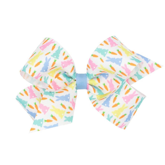 Wee Ones Girls Easter Bow - Pastel Peeps Bunny Print