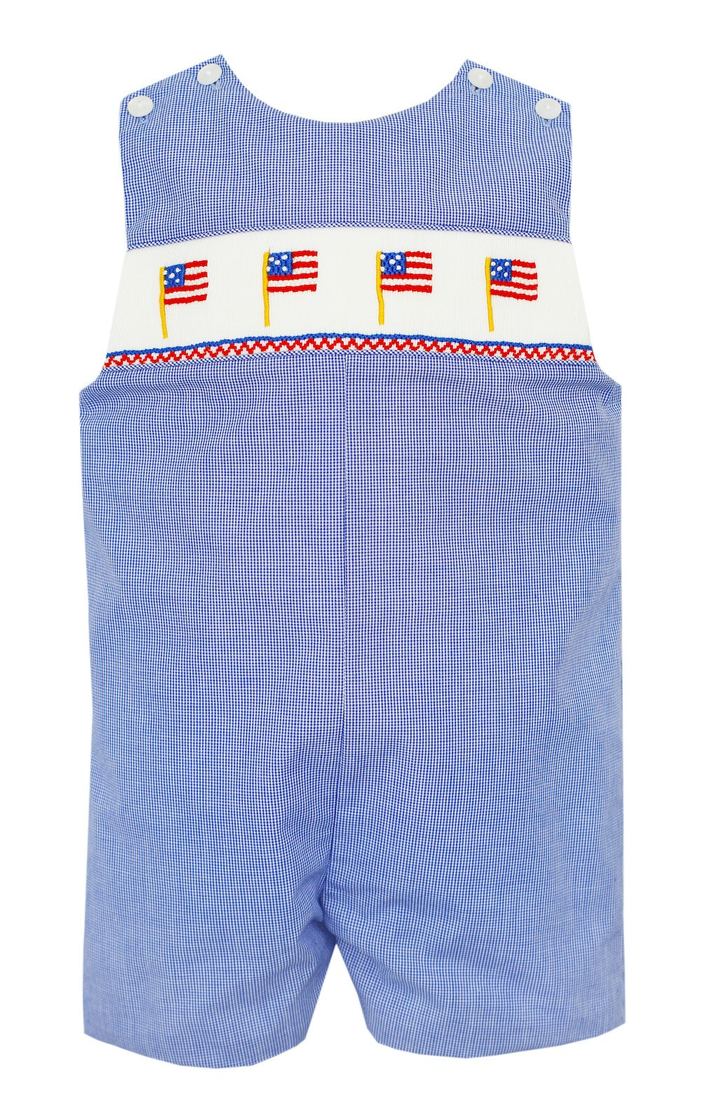 Petit Bebe Baby / Toddler Boys Royal Blue Check Smocked Flags Jon Jon