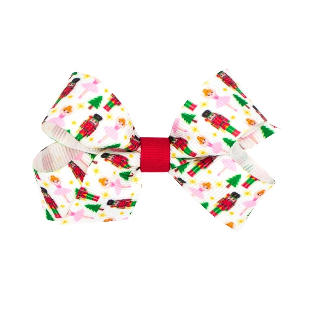 Wee Ones Girls Hair Bow on Clip - Christmas Nutcracker Ballet - Red