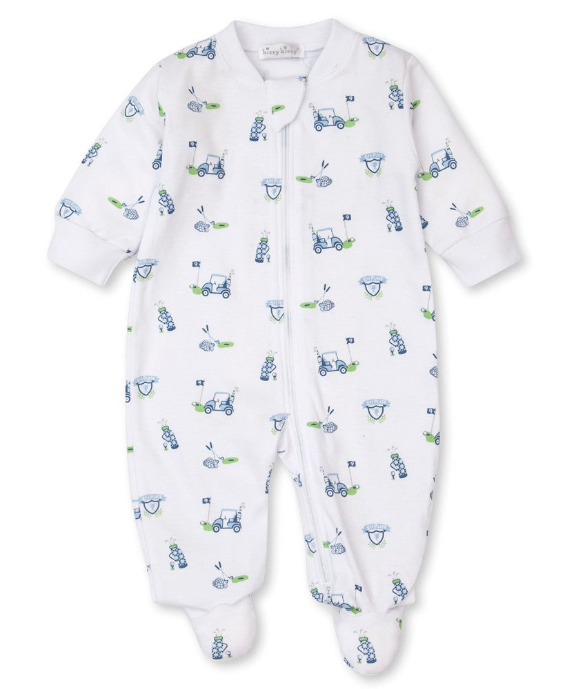 Kissy Kissy Baby Boys Longest Drive Golf Print Footie with Zipper - Blue