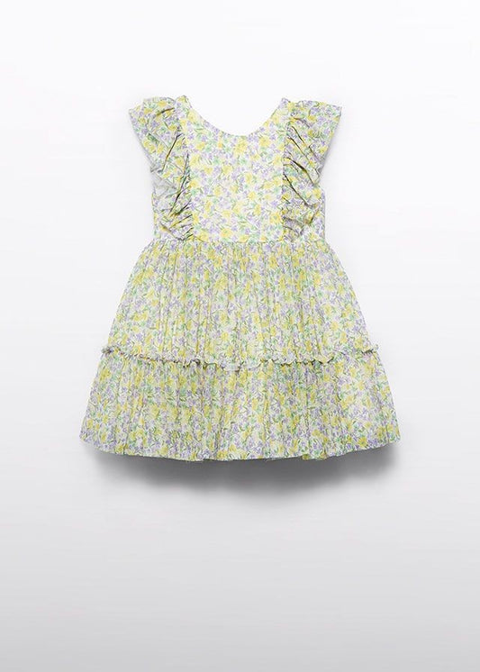 Abel & Lula Girls Lavender & Yellow Tulle Floral Dress