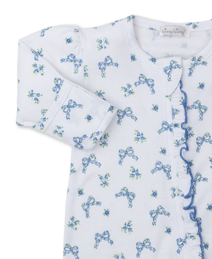 Kissy Kissy Baby Girls Footie with Zipper - Blue Blooming Bows