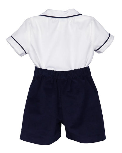 Luli & Me Baby / Toddler Boys Navy Blue Cord Button On Outfit