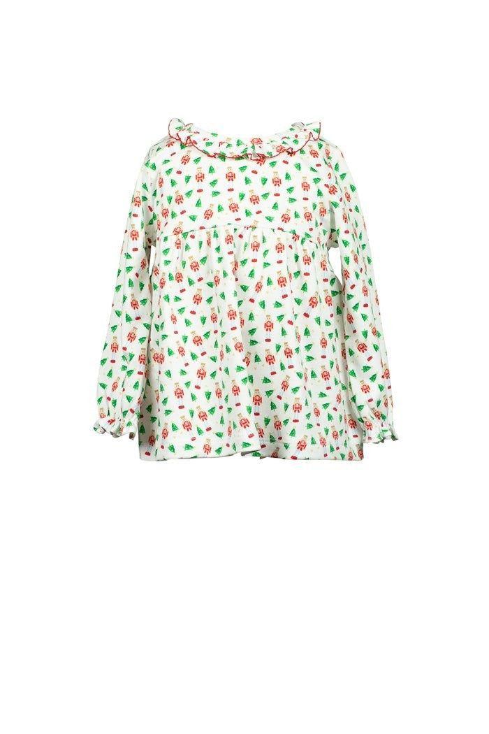 Proper Peony Parkside Girls Ruffle Collar Tunic Top - Nutcracker