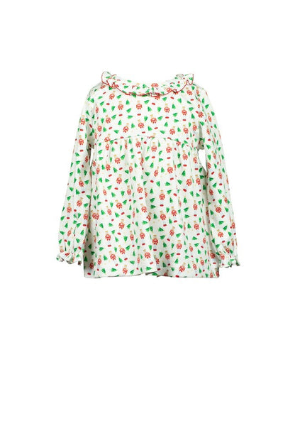 Proper Peony Parkside Girls Ruffle Collar Tunic Top - Nutcracker