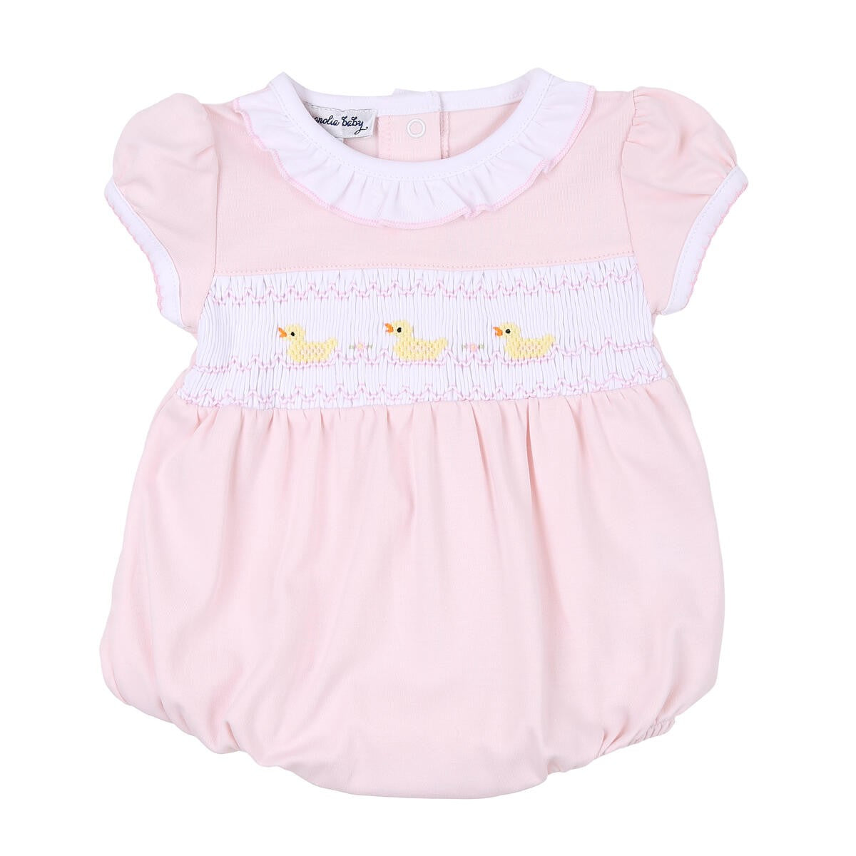 Magnolia Baby Girls Pink Just Ducky Classics Smocked Bubble