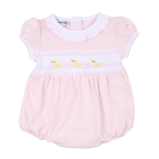 Magnolia Baby Girls Pink Just Ducky Classics Smocked Bubble