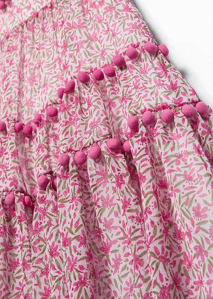 Abel & Lula Girls Bambula Midi Dress - Pom Poms - Fuchsia Pink