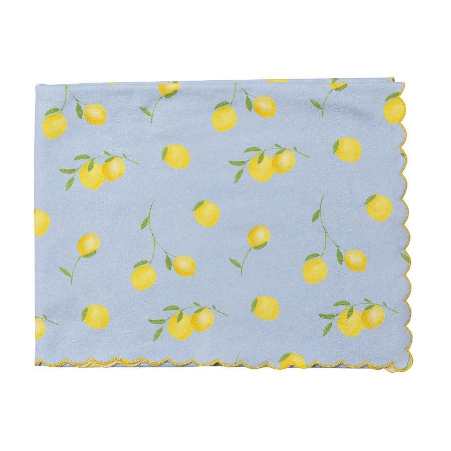 Sal & Pimenta Girls Scallop Beach Towel - Blue Lemonade - Yellow Lemons