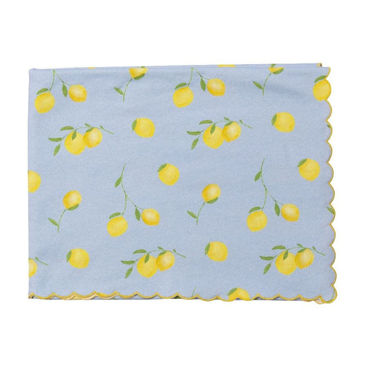 Sal & Pimenta Girls Scallop Beach Towel - Blue Lemonade - Yellow Lemons