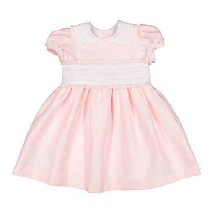 Sal & Pimenta Girls Dress with Cummerbund Sash - Light Pink Linen