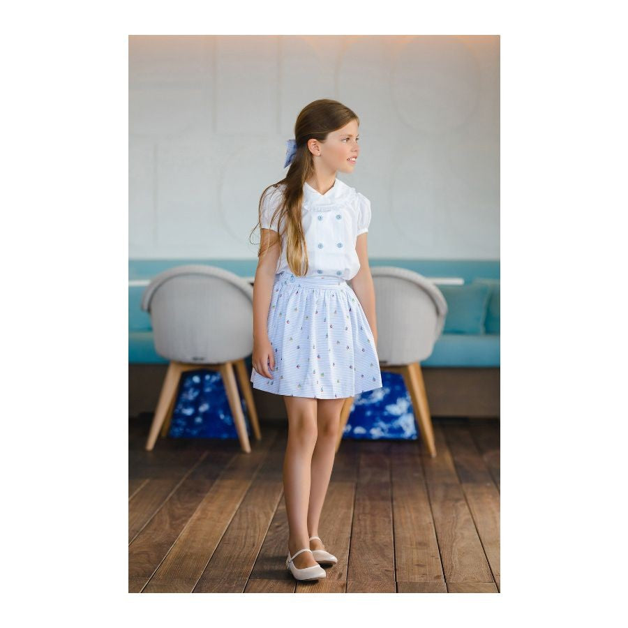 Sal & Pimenta Girls Skirt Set - Nautical Theme with Sailor Collar