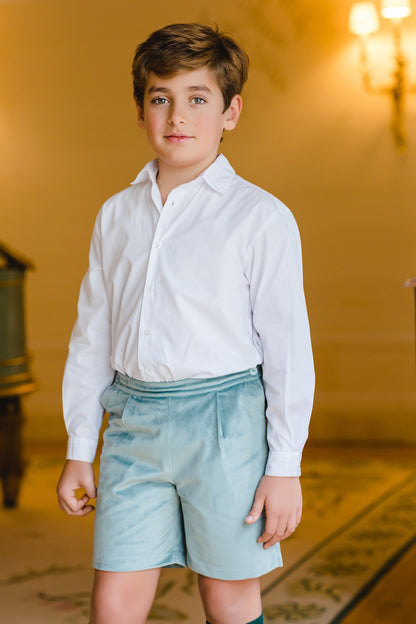 Sal & Pimenta Boys Dressy Shorts - Velvet - Forest Sage Green
