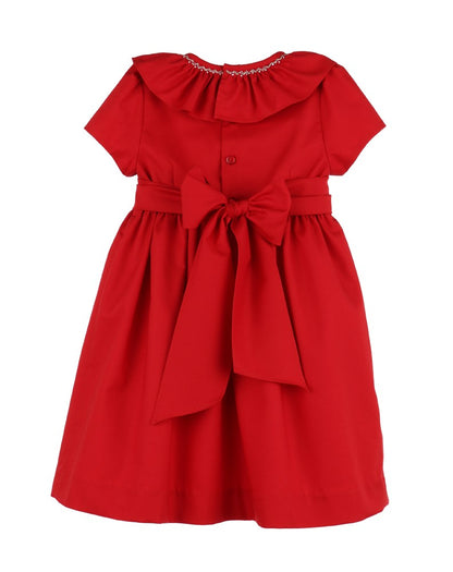 Luli & Me Girls Timeless Bliss Red Smocked Christmas Dress