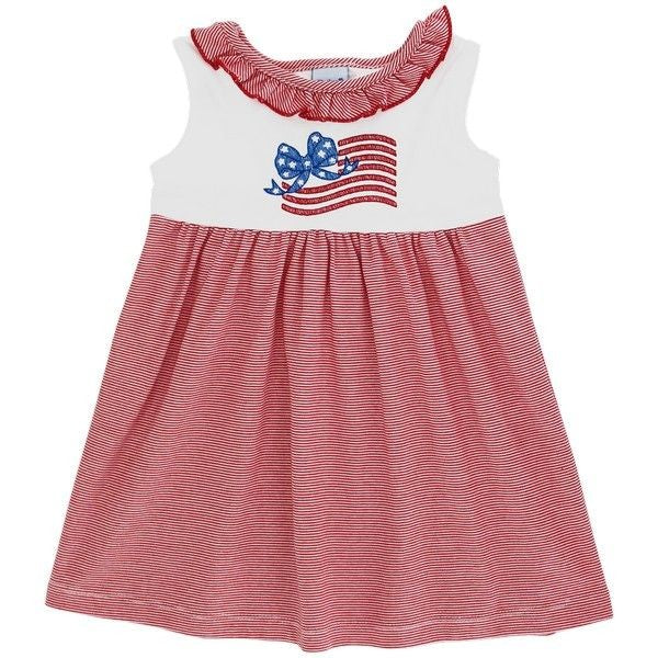Bailey Boys Girls Red Knit Empire Dress - Patriotic Flag