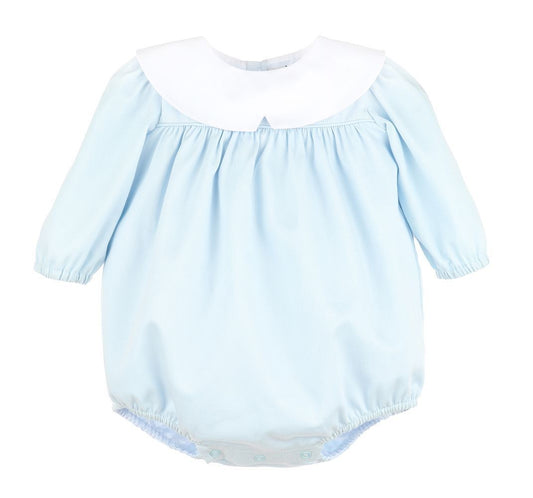 Sophie & Lucas Baby Boys Light Blue Cozy Club Bubble - White Collar