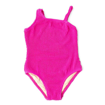Shade Critters Girls Crinkle One Shoulder Swimsuit - One Piece - Berry Pink