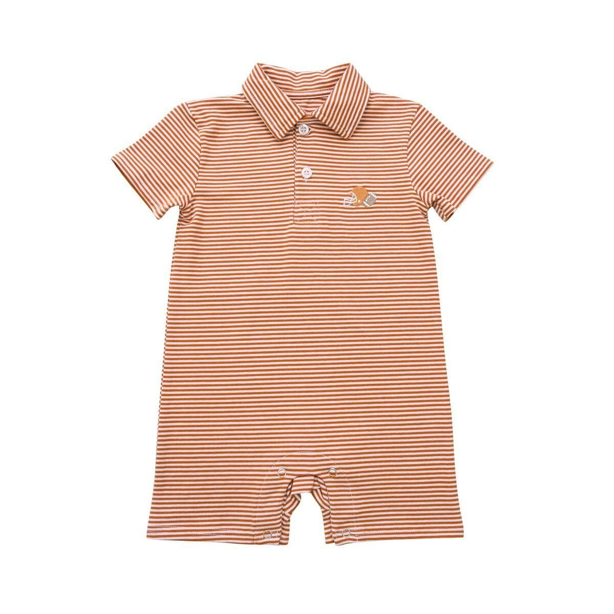 Itsy Bitsy Baby Boys Football Game Day Polo Romper - Texas Burnt Orange