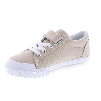 Footmates Kids Shoes - Jordan Vulcanized Canvas with Velcro - Stone