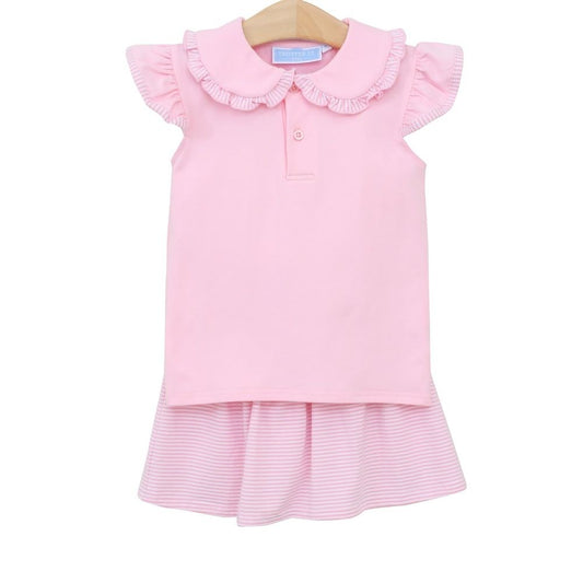 Trotter Street Kids Girls Camilla Knit Skort Set - Light Pink Stripe