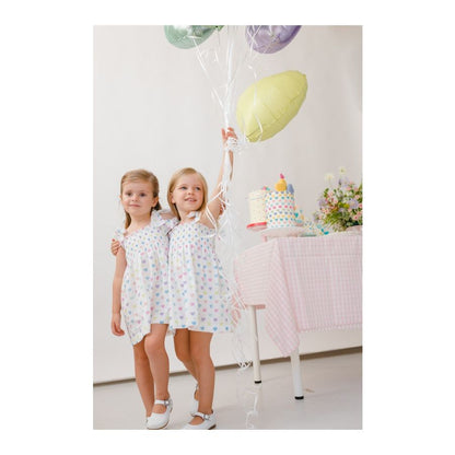 Sal & Pimenta Girls Dress - Pastel Funny Hearts - Smocked with Ties