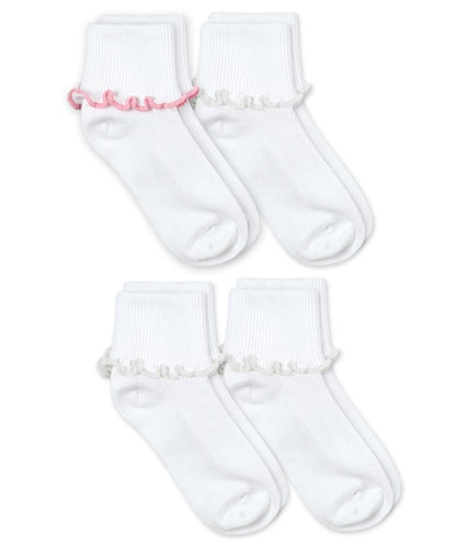 Jefferies Socks Girls Ripple Edge Turn Cuff Socks - 2 Pair Pack