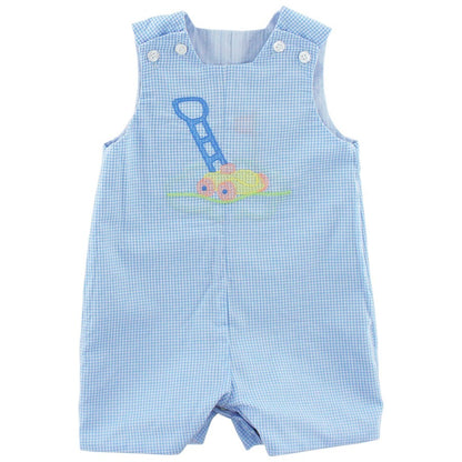 Bailey Boys Reversible Jon Jon - Blue Hole in One Golf Reverses to Gingham Lawn Mower