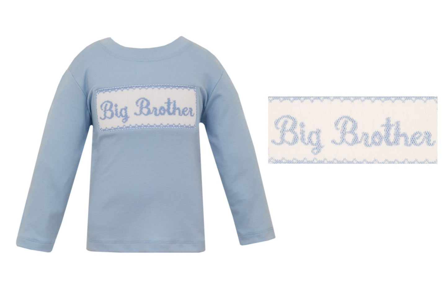 Anavini Velani Boys Light Blue Shirt - Smocked Big Brother