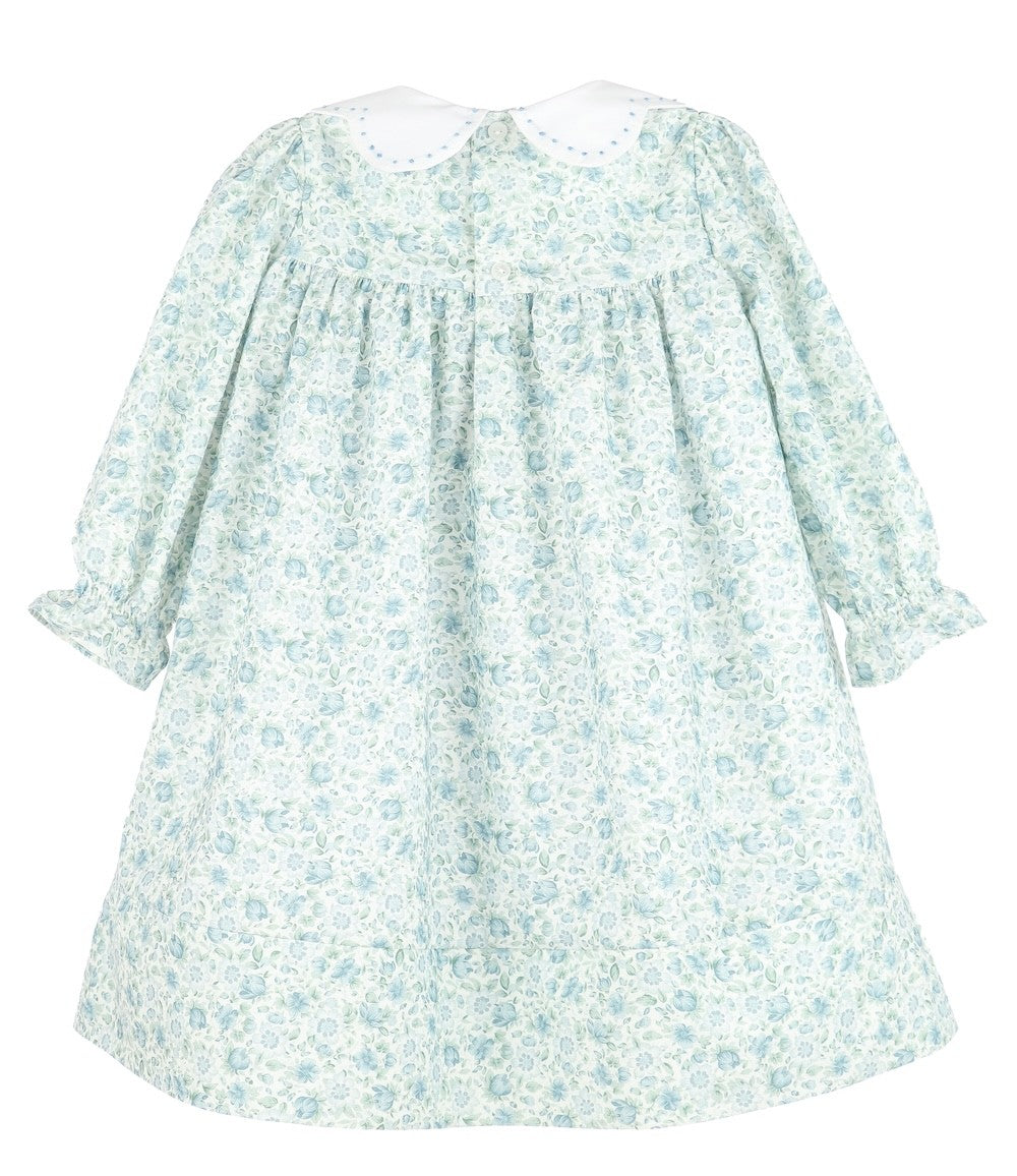 Sophie & Lucas Girls Blue Green Perennial Blooms Dress