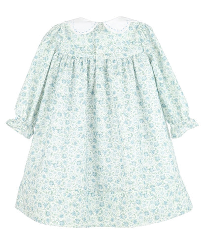 Sophie & Lucas Girls Blue Green Perennial Blooms Dress