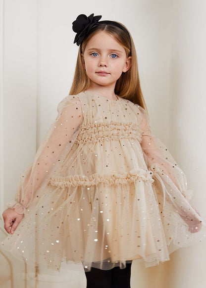 Abel & Lula Girls Gold Tulle Stars Tiered Holiday Party Dress 10 Abel & Lula Girls Gold Tulle Stars Tiered Holiday Party Dress 10