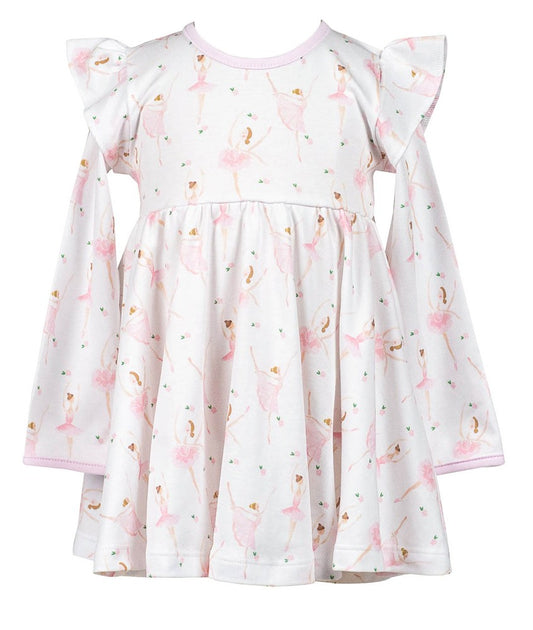 Proper Peony Pima Girls Pink Ballerinas Twirl Dress