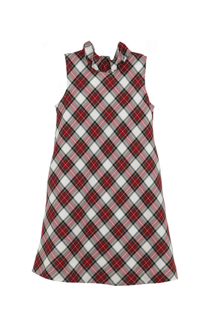 Luli & Me Gabby Girls Blair Dress - Red Holiday Plaid - Big Bow on Back