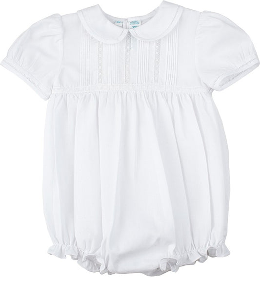 Feltman Brothers Infant Baby Girls Ruffled Bubble with Tucks - White by Feltman Brothers