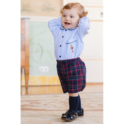 Sal & Pimenta Boys Holiday Plaid Nutcracker Bear Boy Set