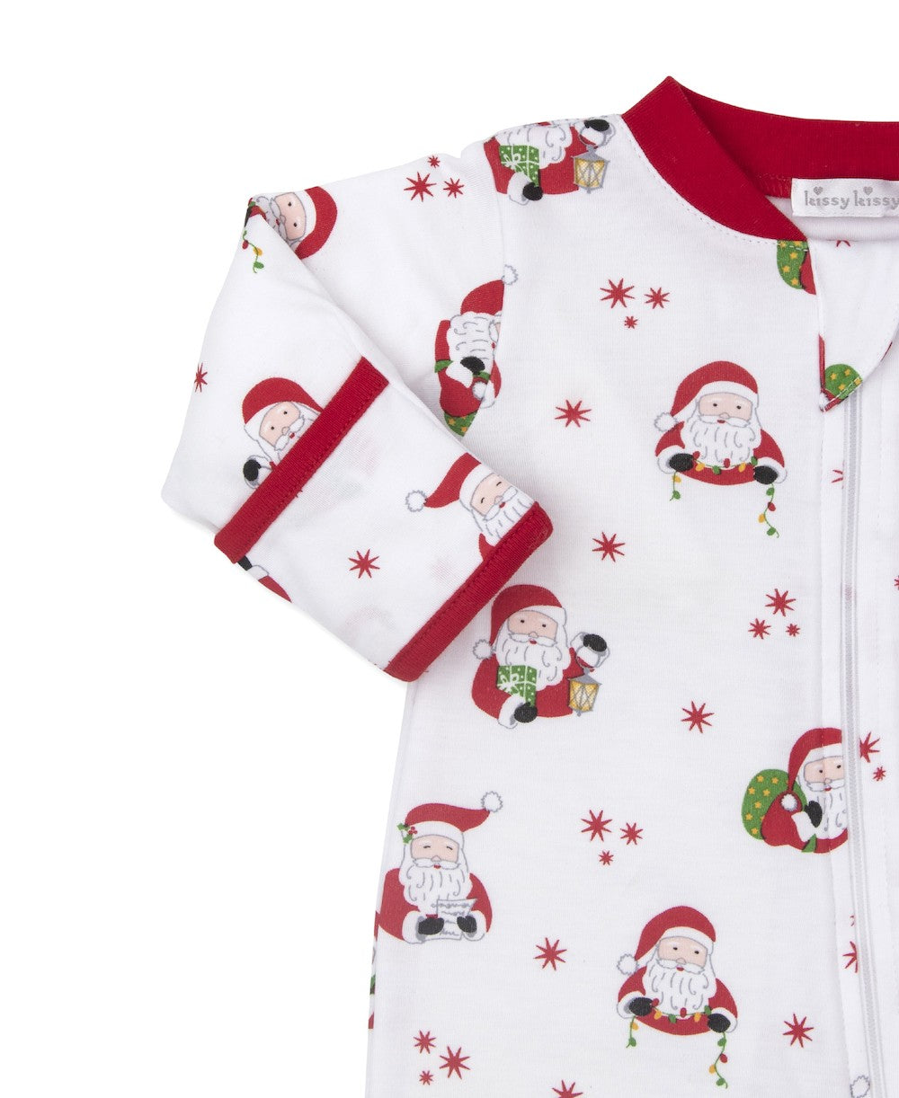 Kissy Kissy Baby Footie with Zipper - Santa Claus Print