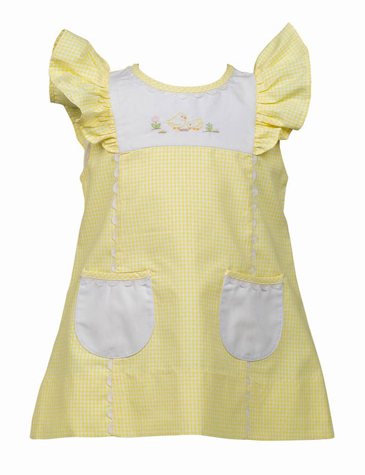 Proper Peony Girls Dress - Yellow Check Clary Easter Chicks
