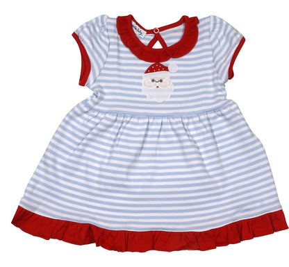 Magnolia Baby Girls Light Blue Striped Santa Claus Dress